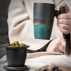 Keramik-Teebecher mit Sieb und Deckel 400ml – Bild 4