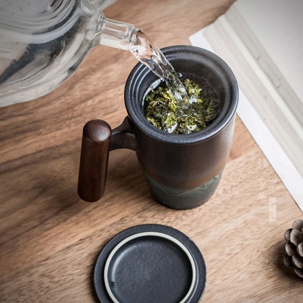 Keramik-Teebecher mit Sieb und Deckel 400ml – Bild 3