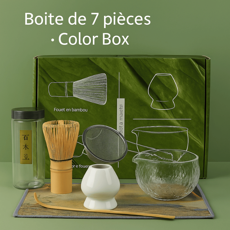 Japanisches Matcha Set – 4- oder 7-teilig aus Glas und Bambus