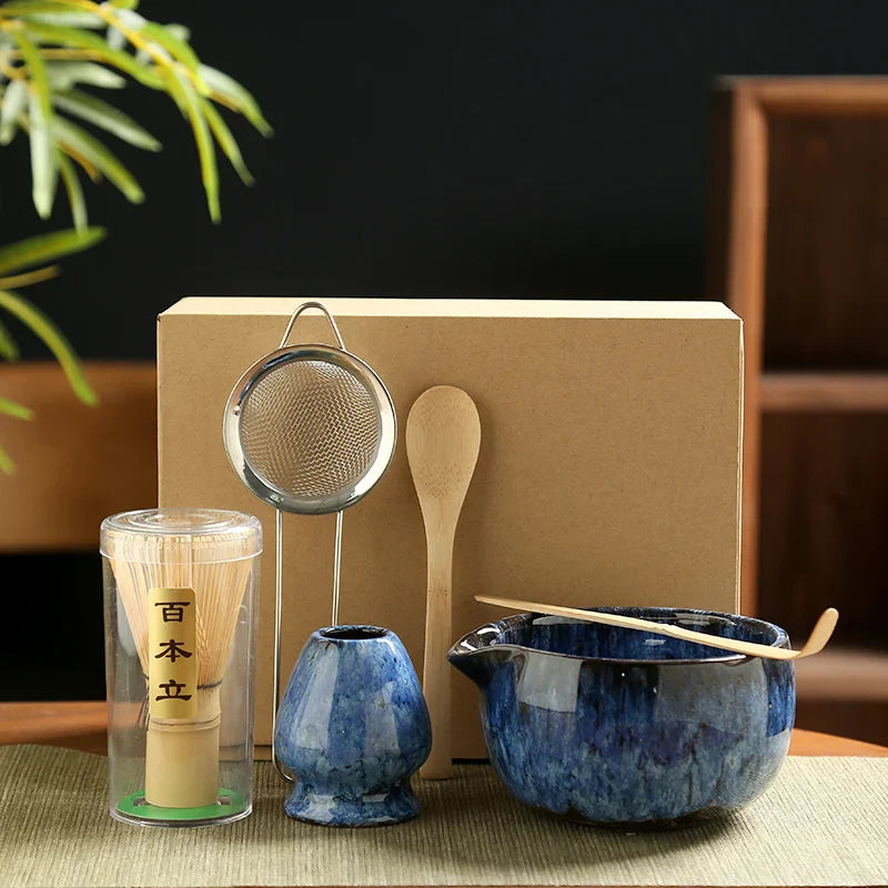 Matcha Set 6-teilig mit Keramikschale und Bambusbesen
