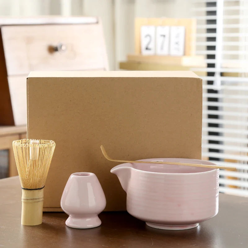 Japanisches Matcha Set 4-teilig – Schale mit Ausgießer