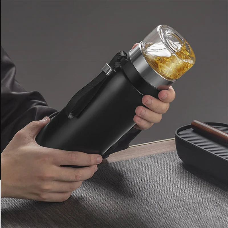 Edelstahl-Thermosflasche mit separatem Teefilter