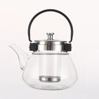 Birnenförmige Glasteekanne mit schwarzem Griff 800ml