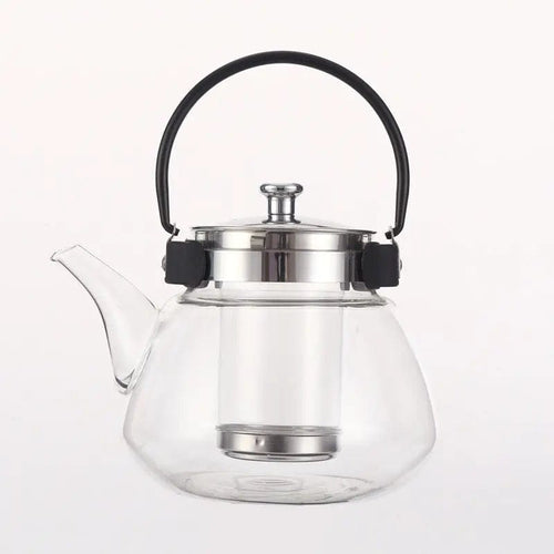 Birnenförmige Glasteekanne mit schwarzem Griff 800ml