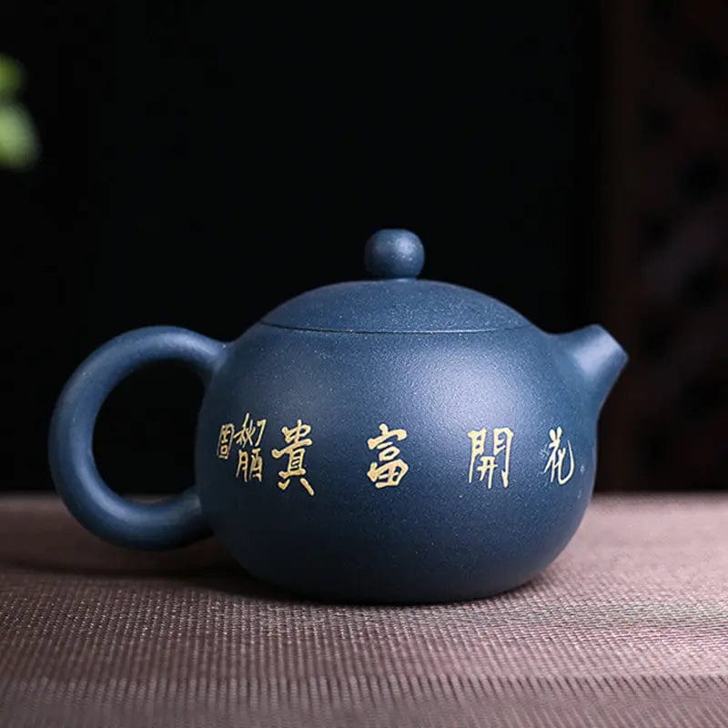 Blaue chinesische Yixing-Teekanne mit Blumen aus Ton 230ML