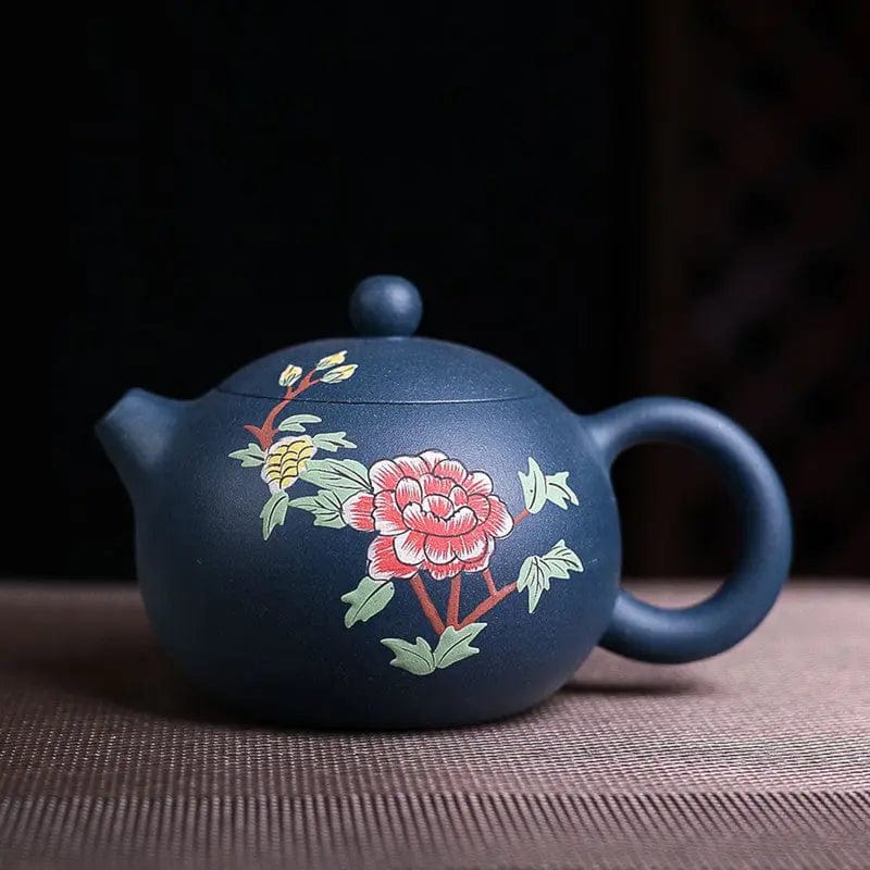 Blaue chinesische Yixing-Teekanne mit Blumen aus Ton 230ML