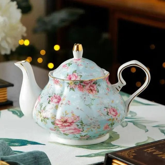 Blaue Englische Porzellankanne mit Blumen 400ML