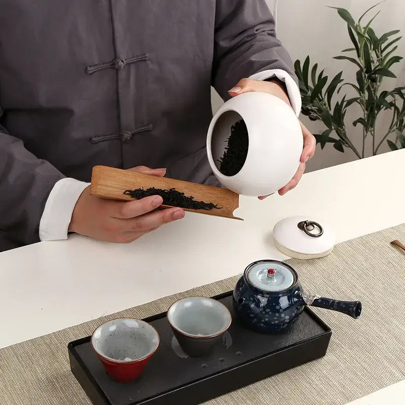 Keramik-Teedose mit japanischem Motiv – Bild 6