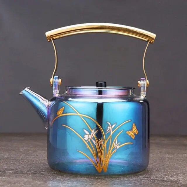 Bunte Glasteekanne Schmetterlinge 1L