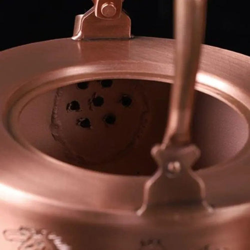 Chinesische Kupfer-Teekanne mit Pferdemotiven 1L