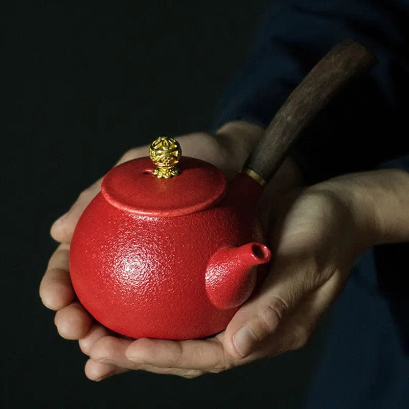 Chinesische Kyusu-Teekanne Rot Keramik 240ML