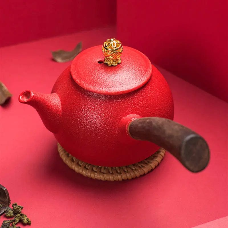 Chinesische Kyusu-Teekanne Rot Keramik 240ML