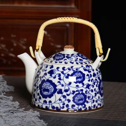 Chinesische Porzellan-Teekanne Blaue Blumen 900ML