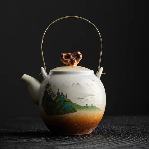 Chinesische Porzellan-Teekanne Landschaftsmalerei 300ml
