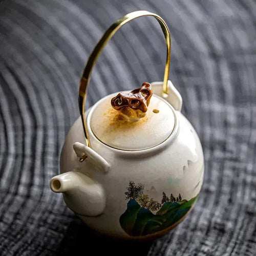 Chinesische Porzellan-Teekanne Landschaftsmalerei 300ml