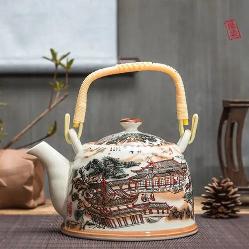 Chinesische Porzellankanne Tempel 900ML