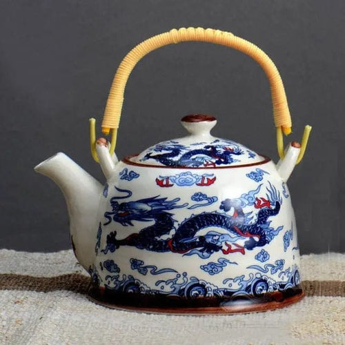 Chinesische Porzellanteekanne Blaue Drache 900ML