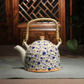 Chinesische Porzellanteekanne Blaues Blumenmuster 900ML