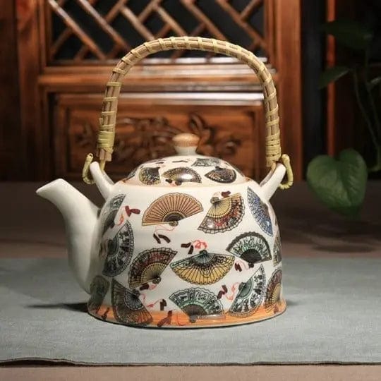 Chinesische Porzellanteekanne Fächer 900ML