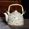 Chinesische Porzellanteekanne mit grünen Blumen 900ML