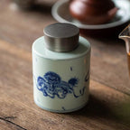 Chinesische Premium-Keramik-Teedose in Weiß und Blau
