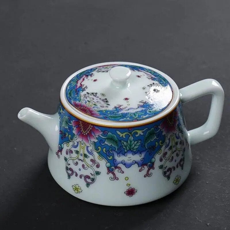 Chinesische Teekanne aus Porzellan mit Blumenmotiv 210ML