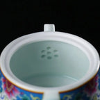 Chinesische Teekanne aus Porzellan mit Blumenmotiv 210ML