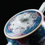 Chinesische Teekanne aus Porzellan mit Blumenmotiv 210ML