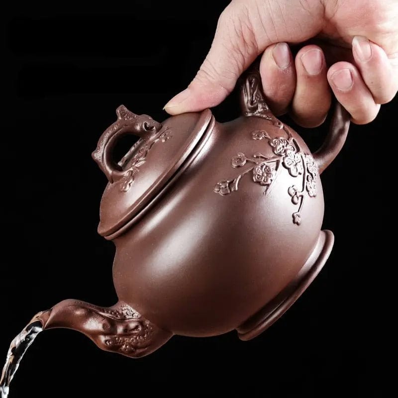 Chinesische Teekanne aus Ton mit Blumenmotiven 500ML