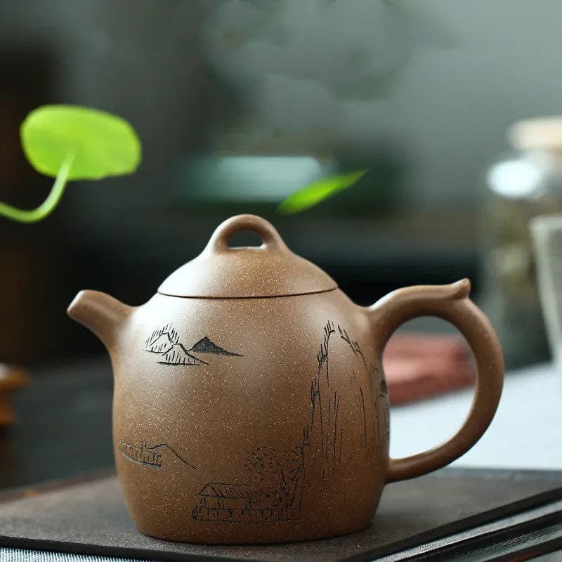 Chinesische Yixing Teekanne aus braunem Ton 350ml
