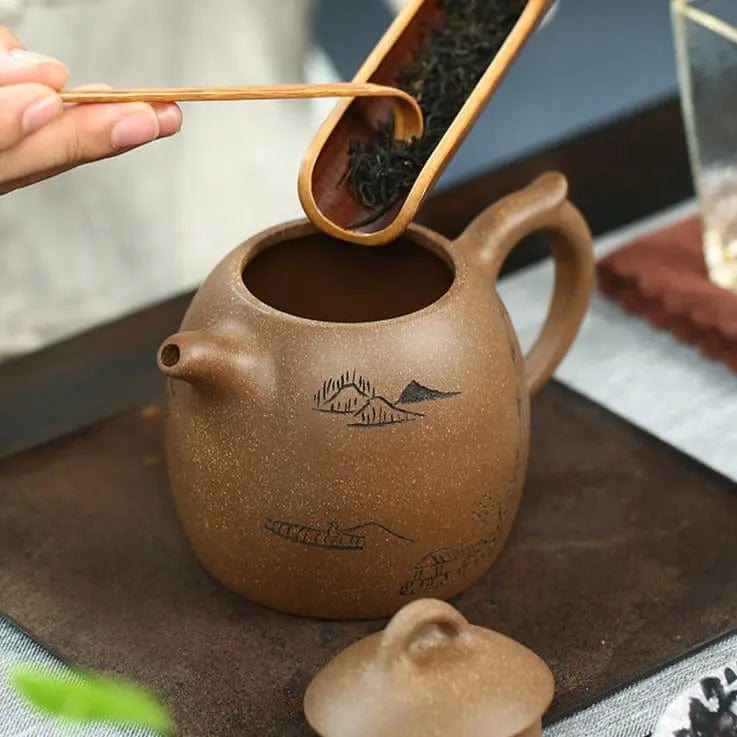 Chinesische Yixing Teekanne aus braunem Ton 350ml