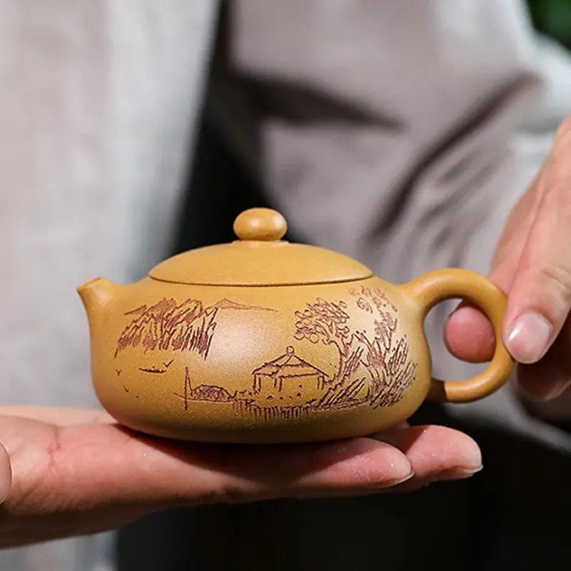 Chinesische Yixing Teekanne Landschaft aus Ton 190 ml