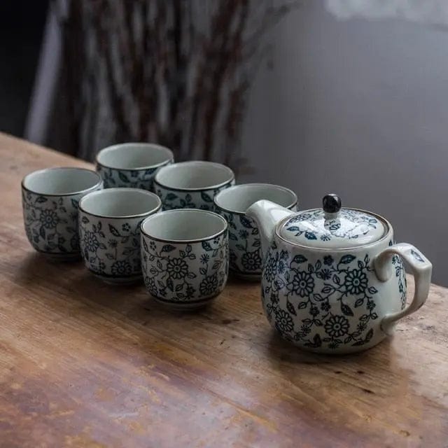 Chinesisches Teeservice aus Porzellan Große Blumen 480ML