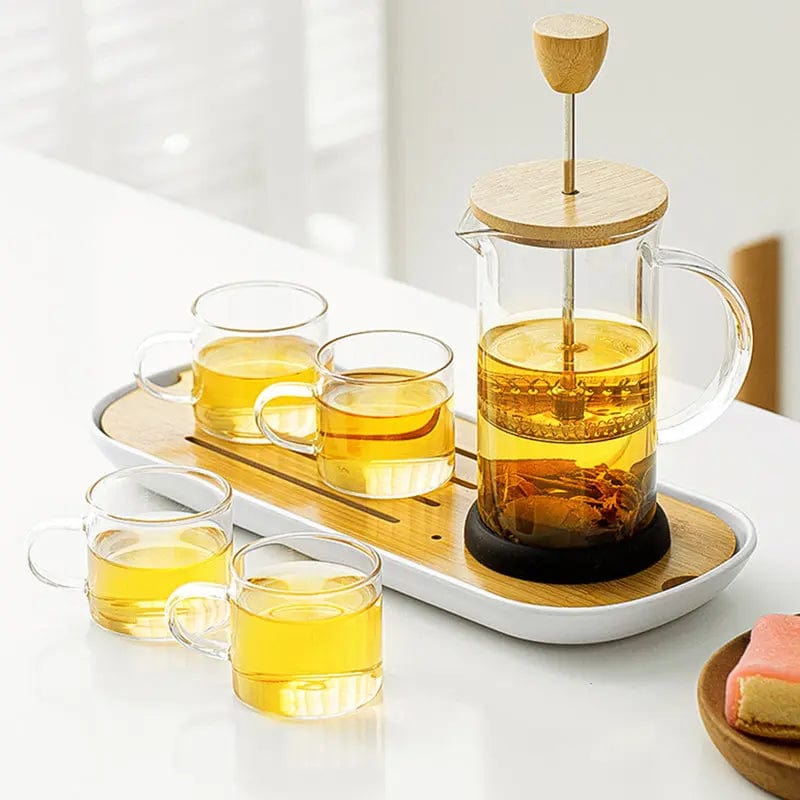 Design-Glasteekanne mit Druck-Infuser 350ML - 600ML