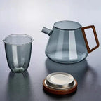 Design-Teekanne aus Glas und Holz 700ml
