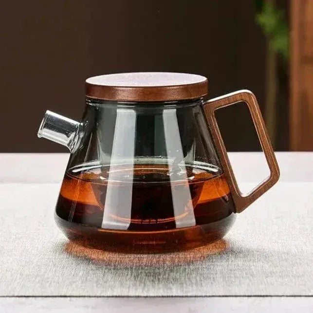 Design-Teekanne aus Glas und Holz 700ml