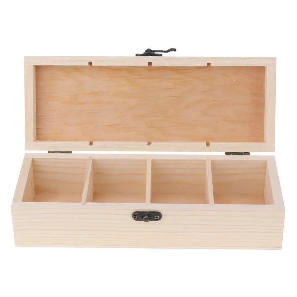 Einfache Teebox aus Holz mit 4 Fächern