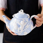 Englische Teekanne aus blau-rosa Porzellan 1L
