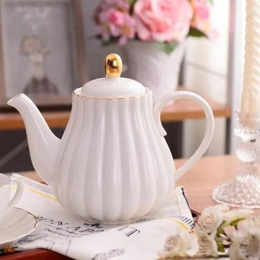 Englische Teekanne in Kürbisform aus Porzellan 1L