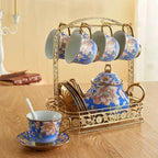 Englisches Porzellan-Teeservice Blau-Gold