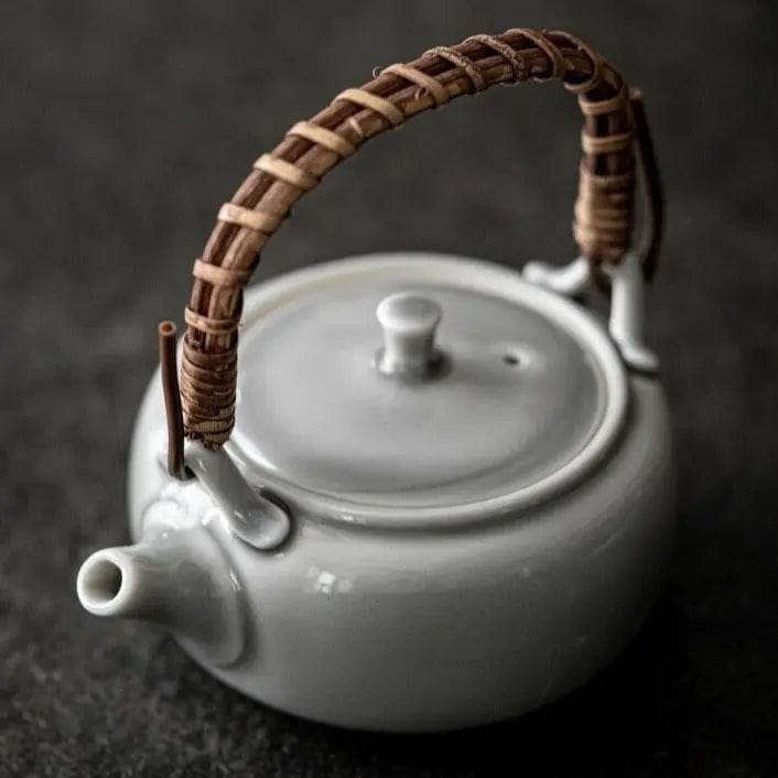 Flache japanische Teekanne aus grauem Porzellan 180ML