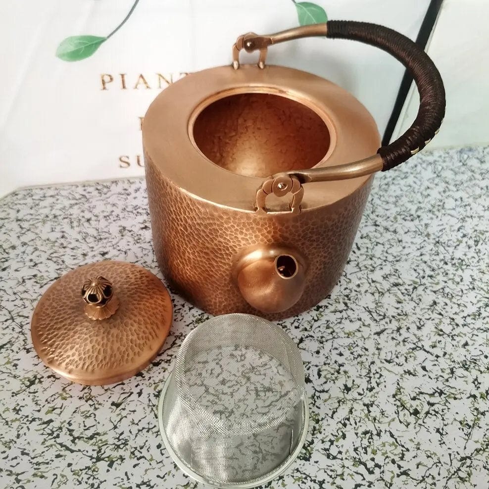Gehämmerte chinesische Kupferkanne 2L