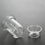 Glas-Teekanne mit Holz, Grau Transparent 900ml