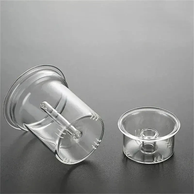 Glas-Teekanne mit Holz, Grau Transparent 900ml