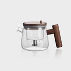 Glas- und Holz-Teekanne mit Knopf-Infuser 400ml