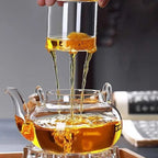 Glasteekanne mit Bambusgriff 600ML