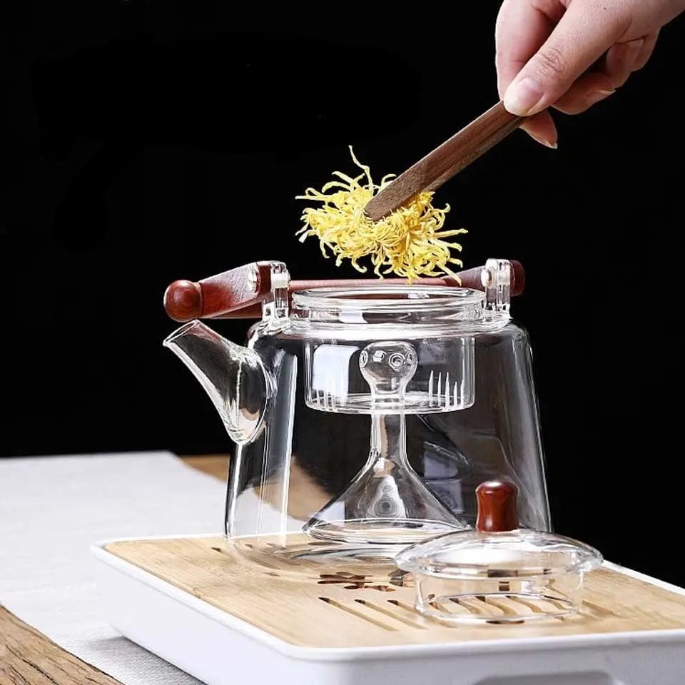 Glasteekanne mit eckigem Griff 1L