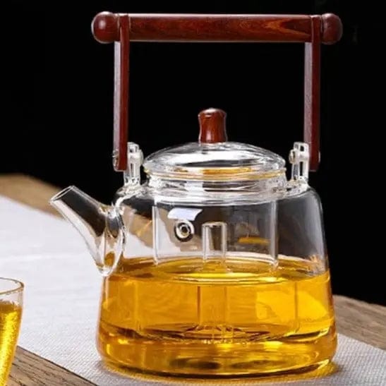 Glasteekanne mit eckigem Griff 1L