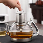 Glasteekanne mit Edelstahlfilter 850 ml - 1 L