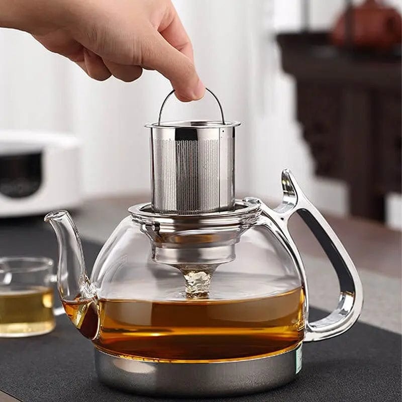 Glasteekanne mit Edelstahlfilter 850 ml - 1 L
